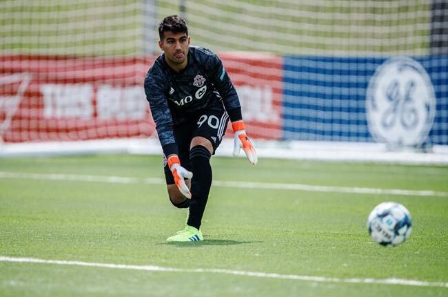 Newly signed Toronto FC goalkeeper Kevin Silva moves the ball in this undated handout photo. Toronto FC has signed goalkeeper Kevin Silva to a first-team contract, adding a third 'keeper for the trip to the MLS is Back Tournament. THE CANADIAN PRESS/HO, Toronto FC, Lucas Kschischang *MANDATORY CREDIT*