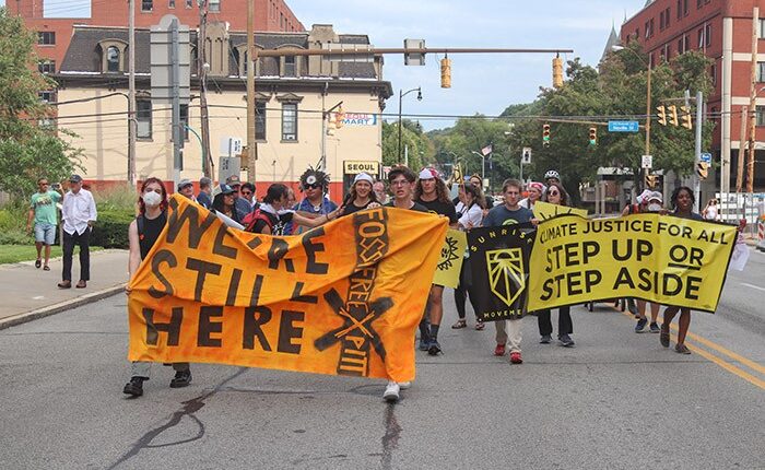 The Youth Strike for Climate Justice rally marches down Fifth Avenue in Oakland on Wed., Sept. 21, 2022