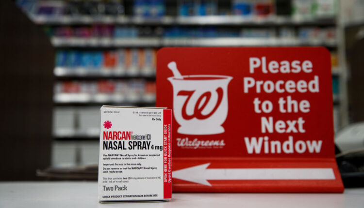 In this photo illustration, a package of NARCAN (Naloxone) nasal spray sits on the counter at a Walgreens pharmacy, Aug. 9, 2017 in New York City. Starting on Wednesday, New York Governor Andrew Cuomo announced on Monday that no-cost or low cost Naloxone (NARCAN), a drug that can help reverse the effects of an opioid overdose, will be available at all pharmacies across New York state. (Photo Illustration by Drew Angerer/Getty Images)